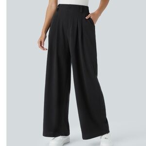 HALARA Black Waffle Wide-Leg Women's Pants